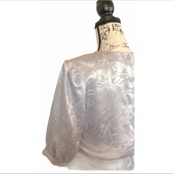 Vintage La Blouse Gray Silky Blouse Size 4 - Picture 4 of 6